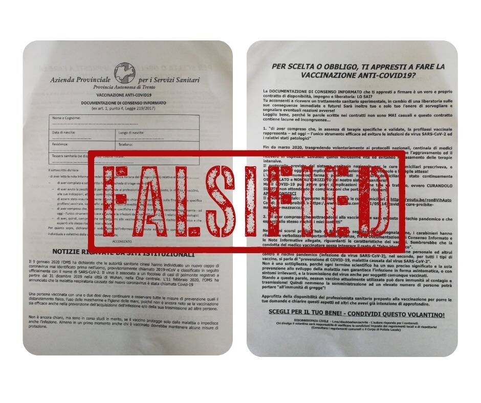 Immagine: falso volantino vaccinazioni