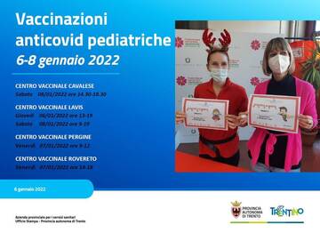 Da oggi - giorno dell’Epifania - all’8 gennaio le vaccinazioni anti-Covid pediatriche